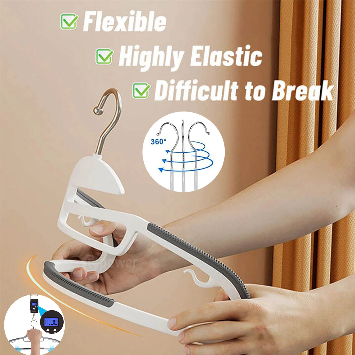 Hanger 10Pcs Anti-Slip Grey Multifunctional Wet and Dry Household Hanger Suitable for Hanging Storage Clothes Bedroom Ward image 5