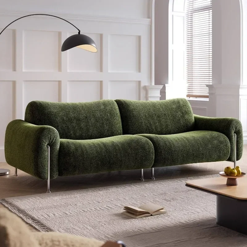BNew Italian Luxury Green Velvet L-Shaped Modular Sofa Bed Set Space Saving Corner Couch Villa Modern Living Room Furniture