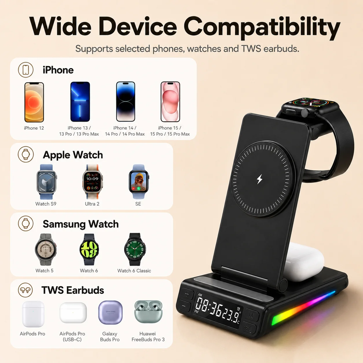 15W Magnetisches Kabelloses La – Watch Smartwatch Android Bewertung und Preis