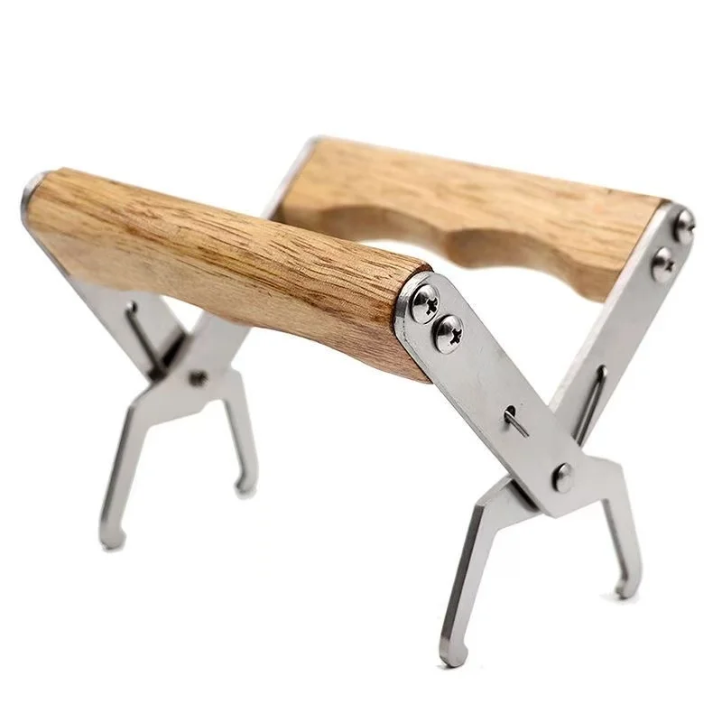 5 pcs Wooden Handle Bee Frame Clip Stainless Steel Beehive Frame Grip Beekeeping Tool for Lifting Honeycomb Frames