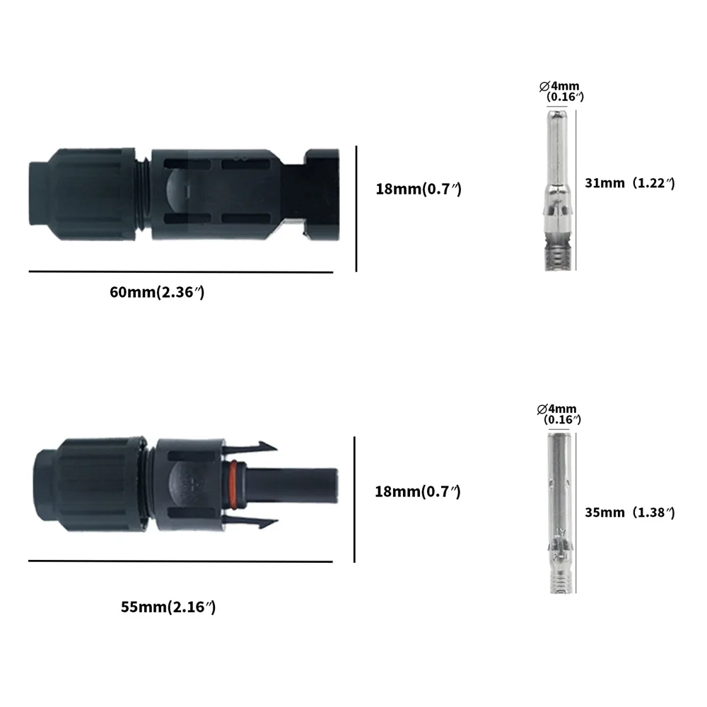 MC 4 Solar Panel Connector 30A 1500V for PV cable 2.5/4/6mm Male & Female for Solar System Connection