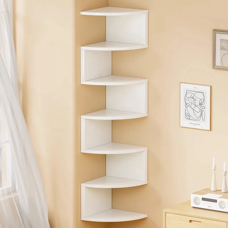 Wall Mounted Home Triangular Storage Cabinet Bedroom Wall Corner Triangular Storage Partition Holder Corner Bookshelf
