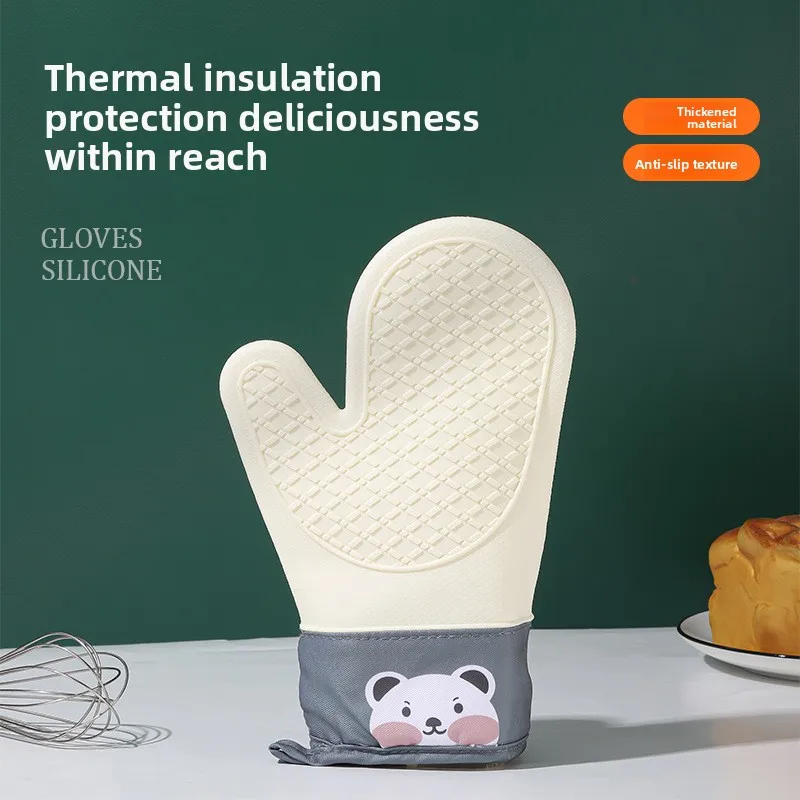 

Новые силиконовые термостойкие перчатки для микроволновой печи, утолщенные водонепроницаемые противоскользящие перчатки для кухонной выпечки