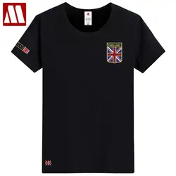 New Arrival Flag T Shirt Men Summer Fashion British Flag Embroidered Men Fit Round  Neck T Shirt Brand Men Cotton Funny T Shirts