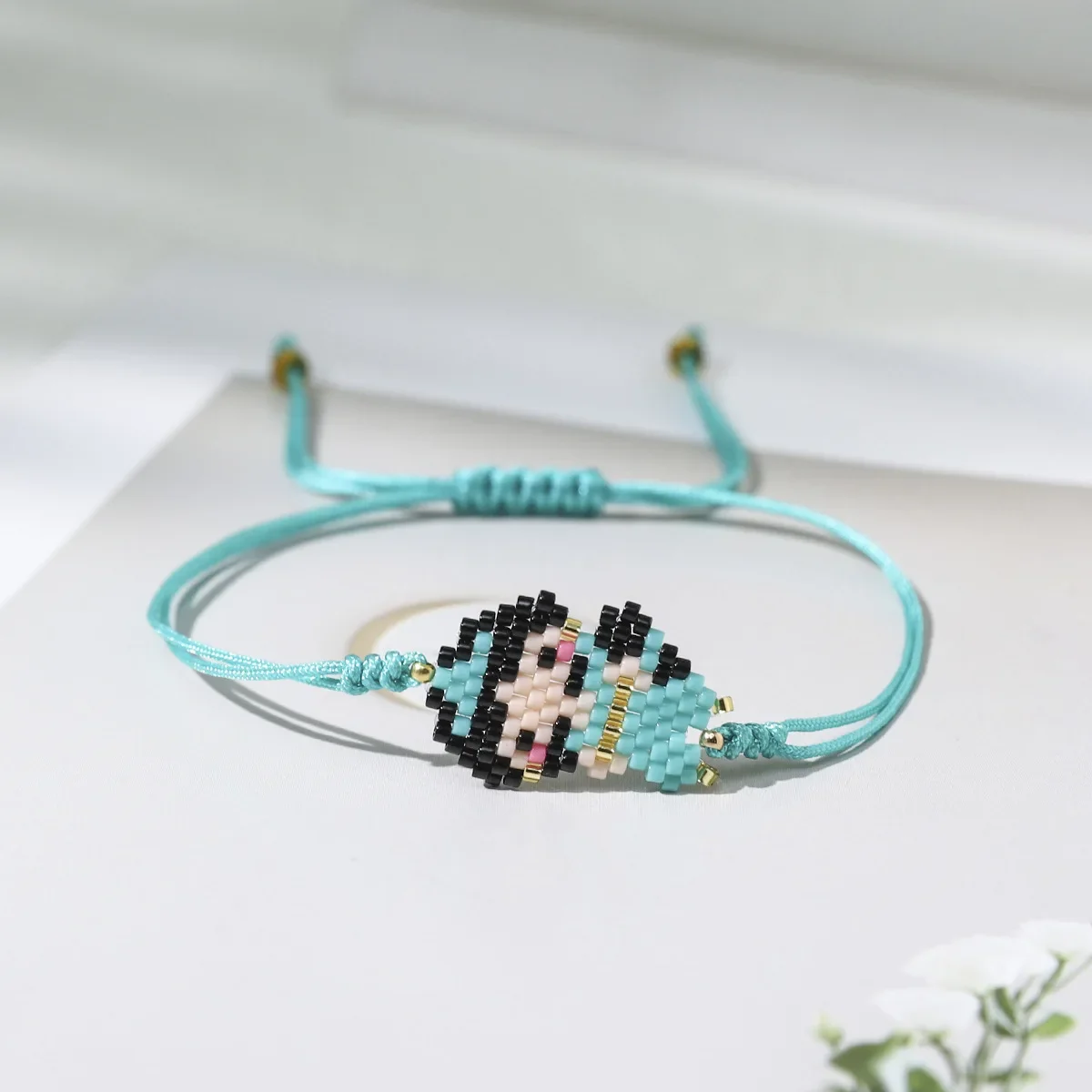 Rice bead bracelet Cute cartoon Originality Design Geometry Hand knitting Bohemia Adjustable Fashion Simple Beaded bracelet image 3