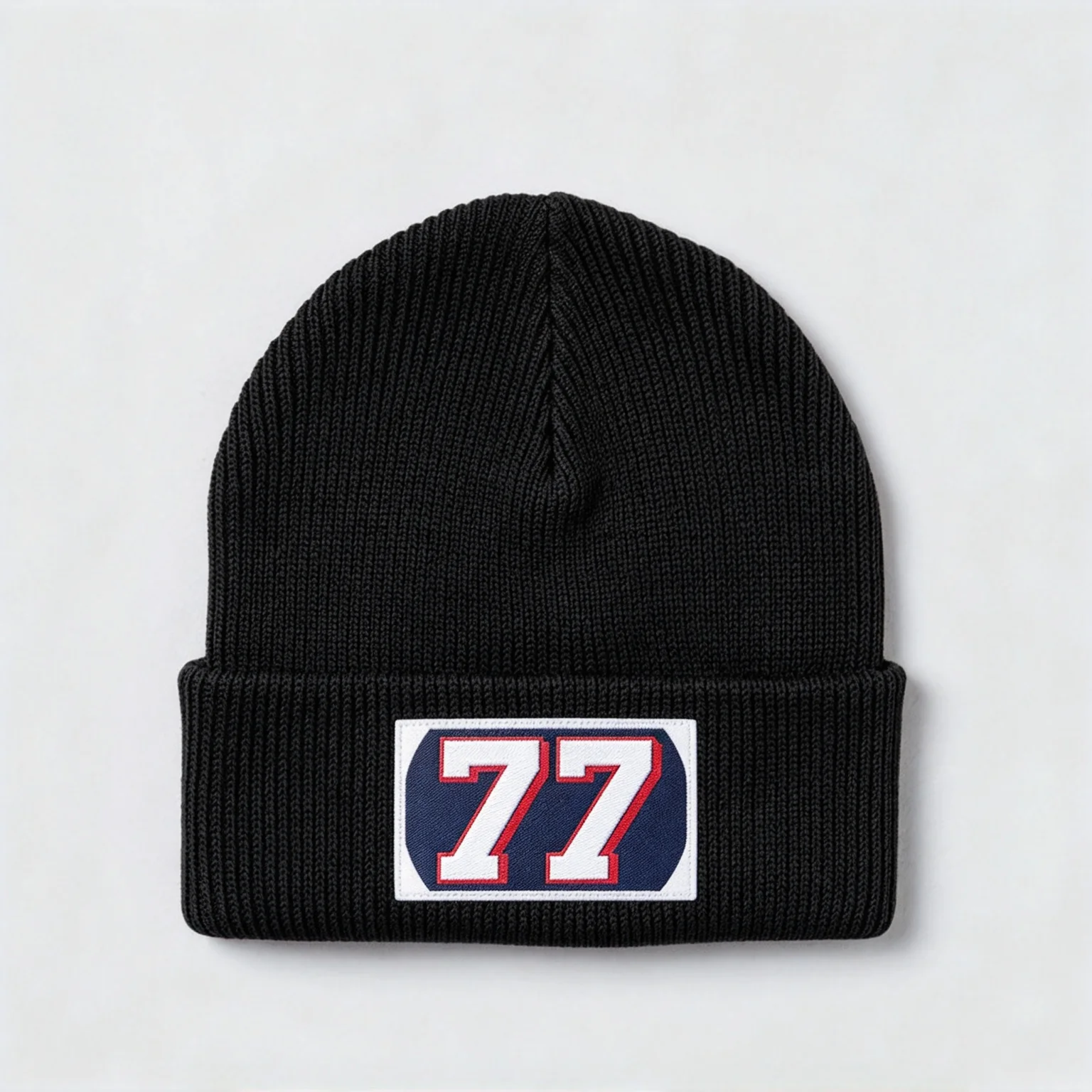 Custom Name Number Patch Knit Beanie Hat, Personalized Unisex Winter Warm Skull Cap, Custom Text Logo Solid Black Knitted Hat fo
