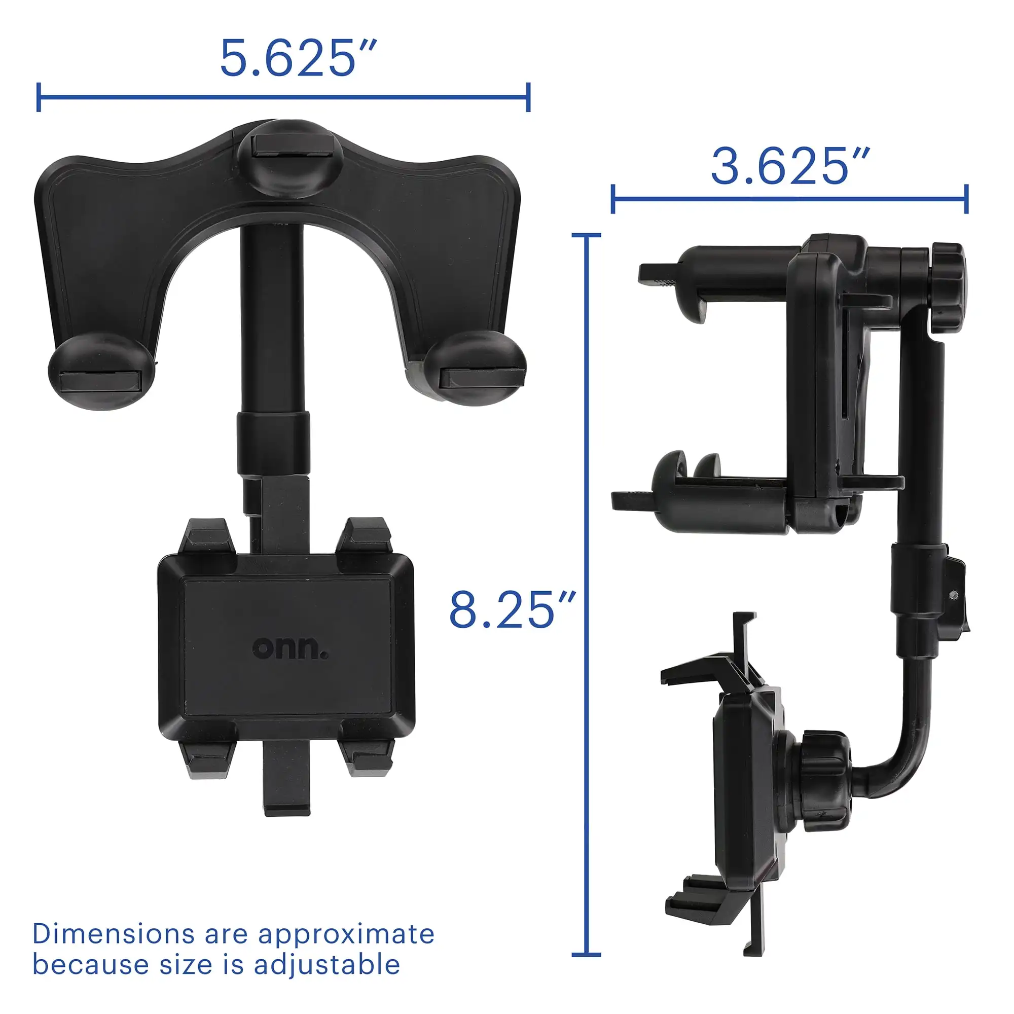 360 Degree Rearview Mirror Mobile Plastic Black Phone Mount, Universal Multifunctional Design