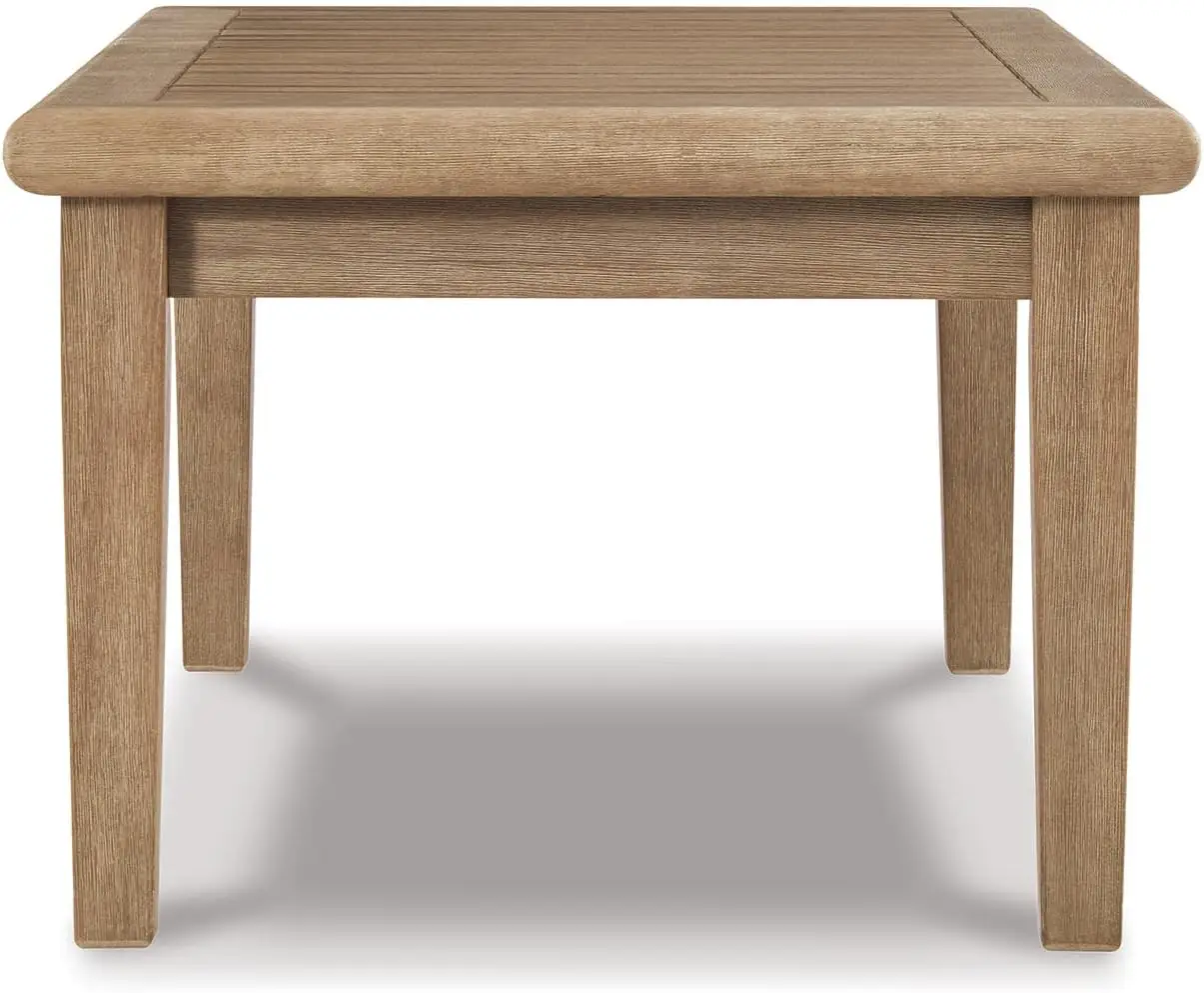 [New Arrival!]Gerianne Outdoor Rectangular Eucalyptus Wood Slat Top Coffee Table, Beige