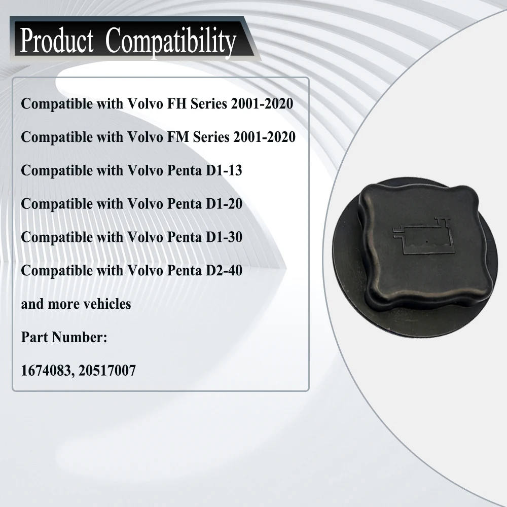 Para Volvo FH FM Série 2001-2020 Penta D1-13 D1-30 D2-40 D2-50 D2-55 MD2010 Tampa do Tanque de Expansão do Líquido de Arrefecimento 1674083 20517007