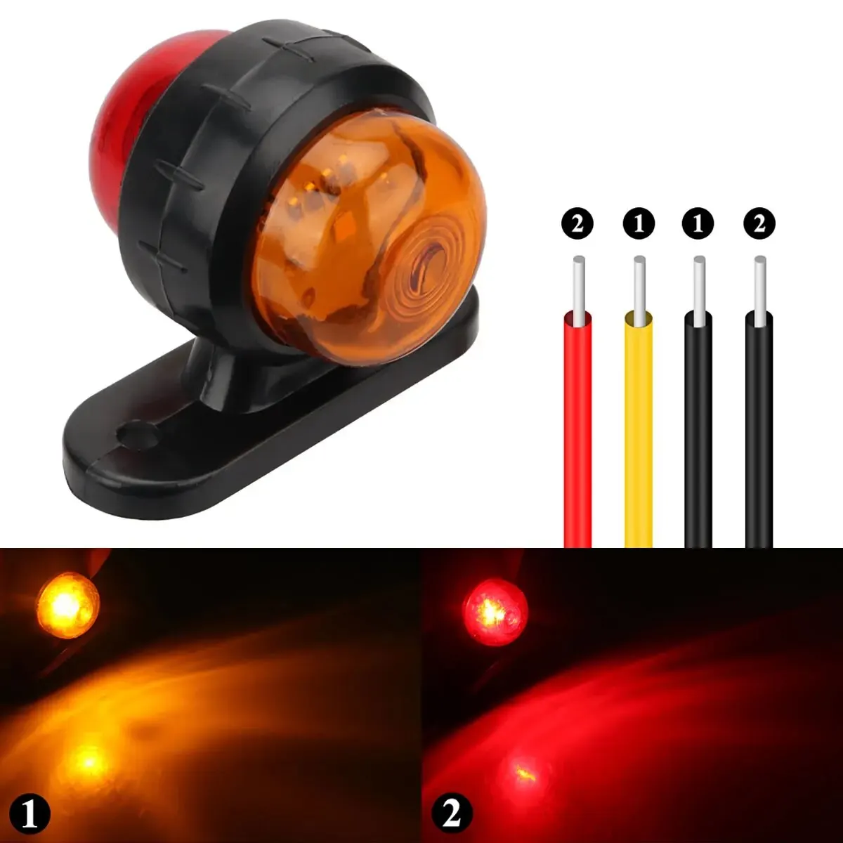 2PCS Truck Side Light Width Light Dual Color 12 24V Universal For Truck Warning Light Safety Light Indicator Lamp Car Signal LED