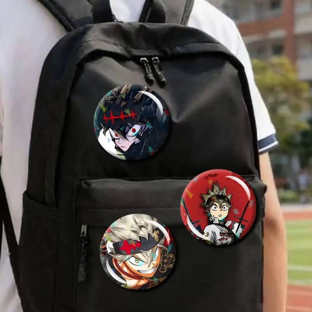 Black Bulls A-Asta B-Black Clover Round Badge Pins Creative Pins Bag Decor Accessories Fan Collection Gifts for Friends
