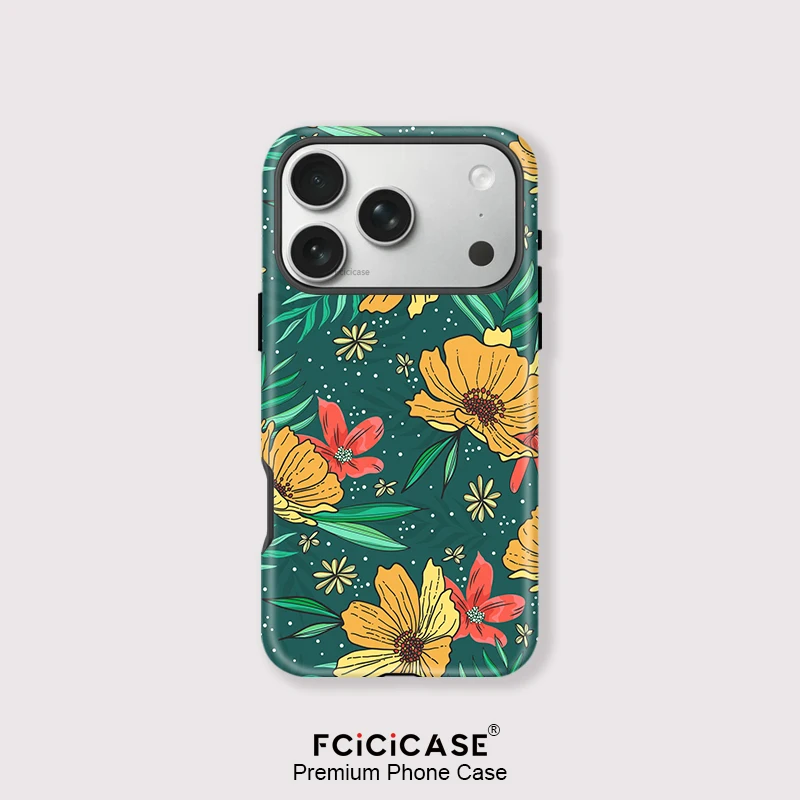 

Магнитный чехол Fcicicase для телефона Magsafe для iPhone 13 12 11 Pro Max 17 Air 16 15 14 Plus, двухслойный акриловый чехол с цветочным принтом