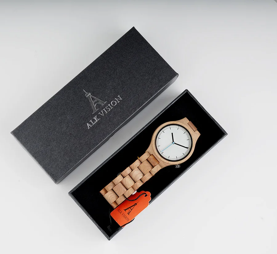 ALK Vision-reloj de madera de cuarzo para hombre y mujer, accesorio de pulsera de cuarzo, complemento masculino de marca de lujo con diseño informal, Perfecto para parejas