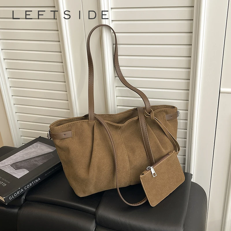 

LEFTSIDE Women's PU Leather Tote Bag with Coin Purse Minimalist Practical Aesthetic Daily Office Shoulder Bag 2026 New Handbags