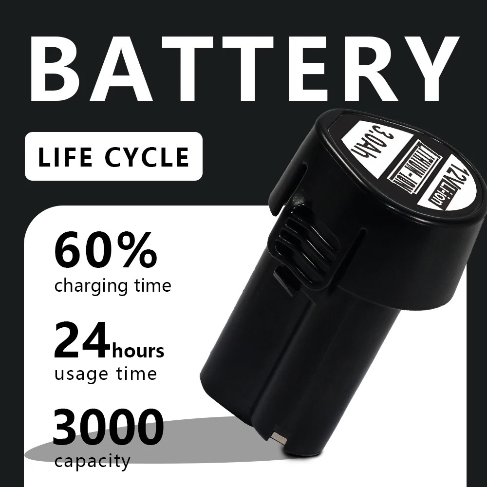 

для аккумулятора Makita 12 В, литий-ионного аккумулятора 3 Ач, аккумуляторная батарея для электроинструментов, таких как строительство и садоводство.