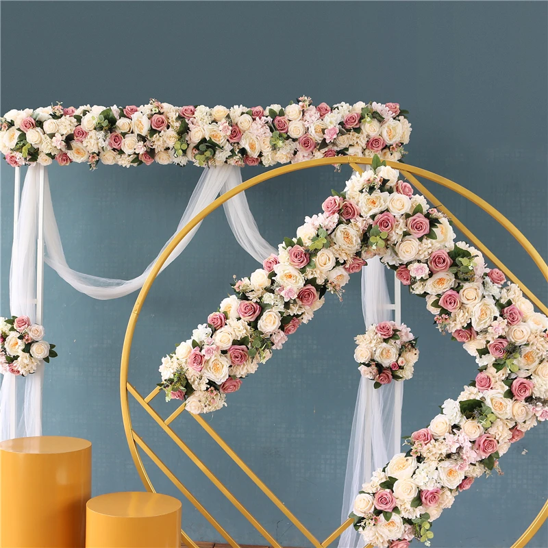 JAROWN Wedding Flower Row Arch Flowers Rose Floral Swags Flower arrangement Artificial Rose Arbor Party Ceremony Decoration