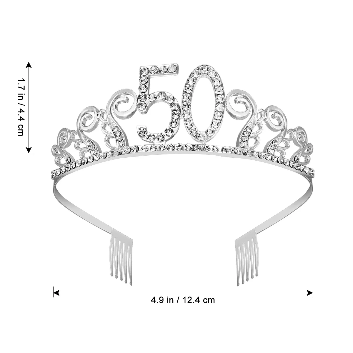 

Number 50 Rhinestone Tiara Crown Party Hair Comb Crystal Headband Birthday Queen Accessory Women 50th Celebration