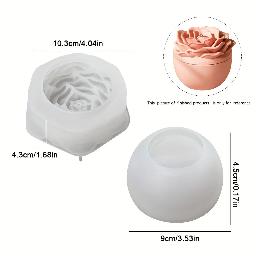 Silicone molds for floral resin, silicone candle jar molds with lids, casting plaster, resin, silicone bowl candle holder molds;