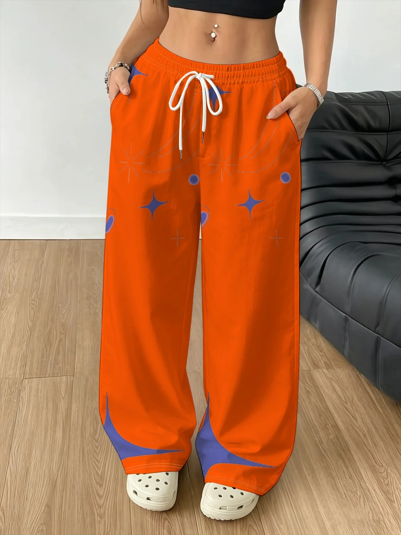 2026 new Pink Star Pattern Sports Pants, Contrast Color Letter Loose Casual Pants, Hip Hop Street Wear Pants, Children's Pants
