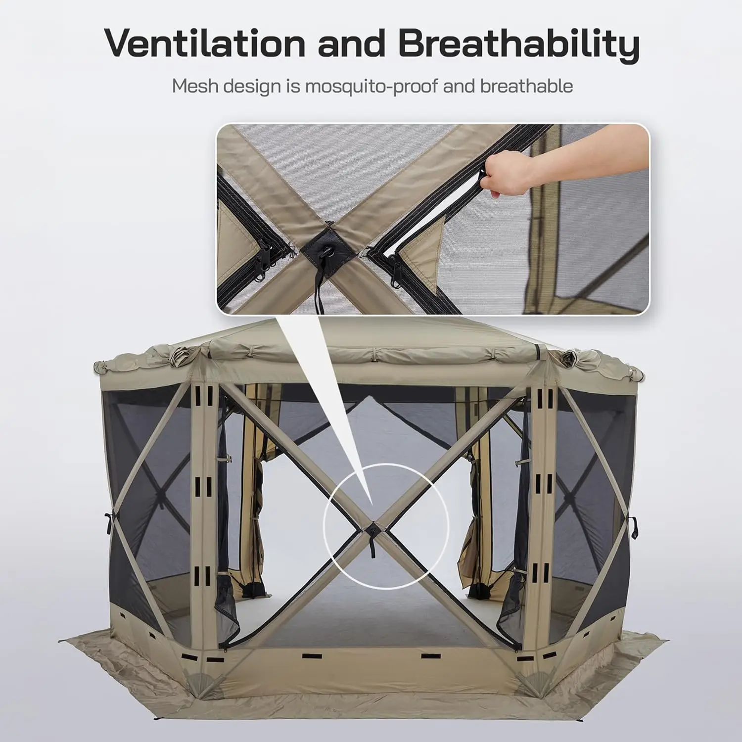 

Outdoor Pop Up Tent with Mesh Screen – 12x12 Portable Canopy Tent for Camping, Beach, Garden, Picnic, Backyard, Beach