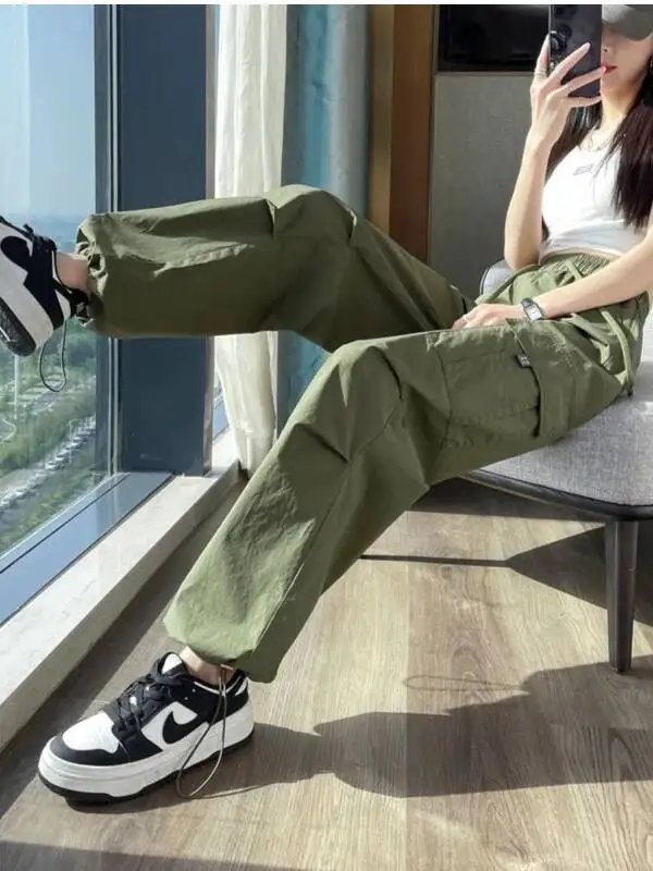 عارضة رقيقة الخريف العمل السراويل النسائية الرياضية فضفاضة طماق كوي الجافة مستقيم واسعة الساق السراويل