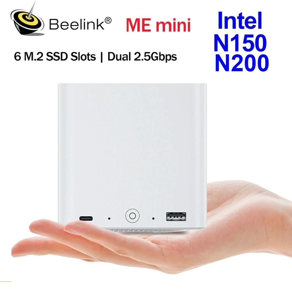 Beelink ME Mini NAS Mini PC with Intel N150, 16GB RAM, 2TB SSD