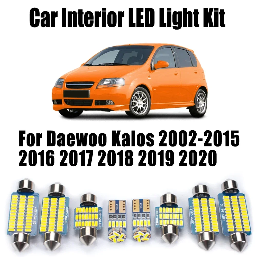 Canbus LED Interior Light Kit For Daewoo Kalos 2002- 2016 2017 2018 2019 2020 Dome Reading Trunk Number Plate Car Ceiling Bulbs
