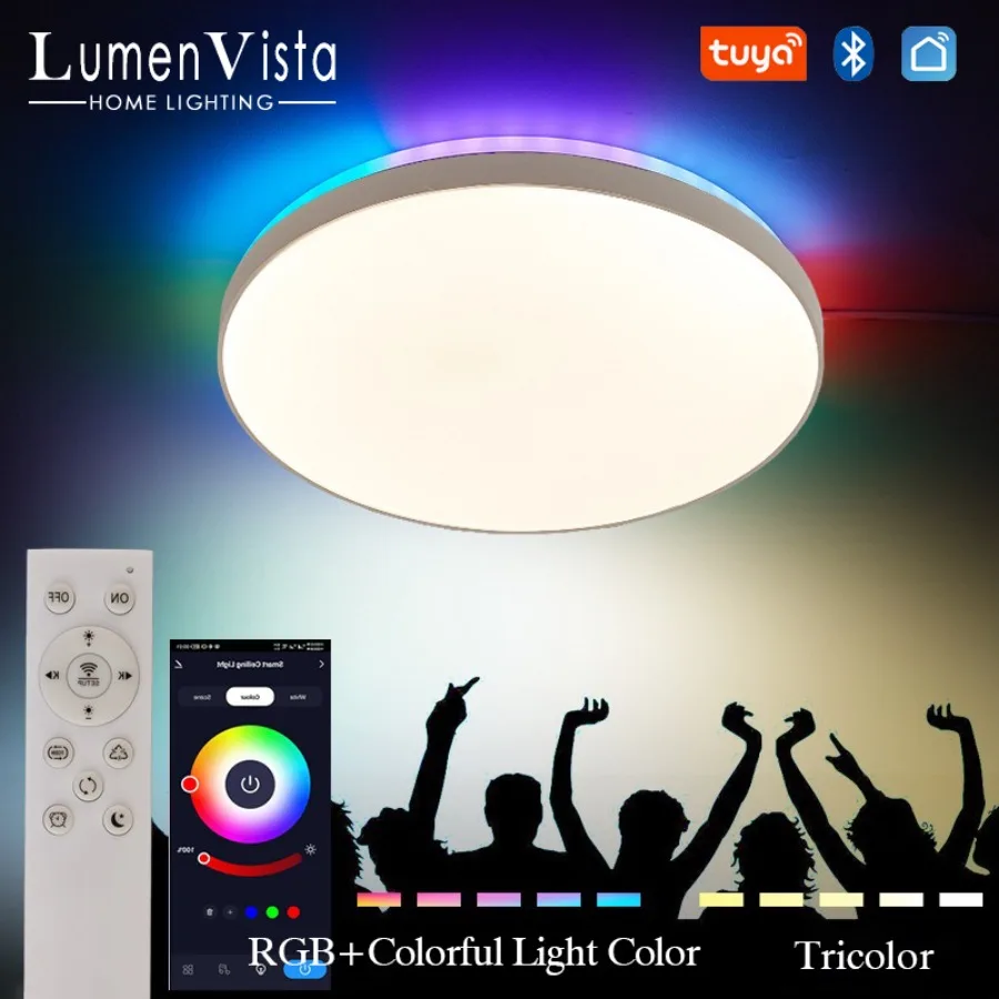 tuya luz de teto led inteligente retroiluminacao rgb iluminacao colorida controle remoto app regulavel quarto casa inteligente 01