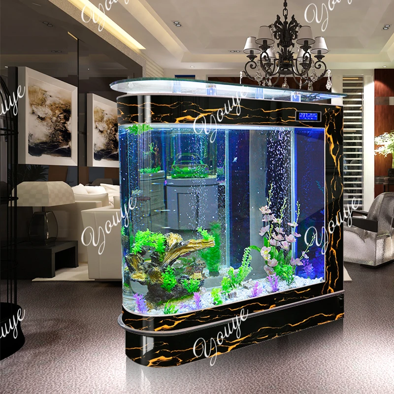

Bullet fish tank aquarium large goldfish tank 1.2 meters 1.5 meters partition ecological glass fish tank bar customization