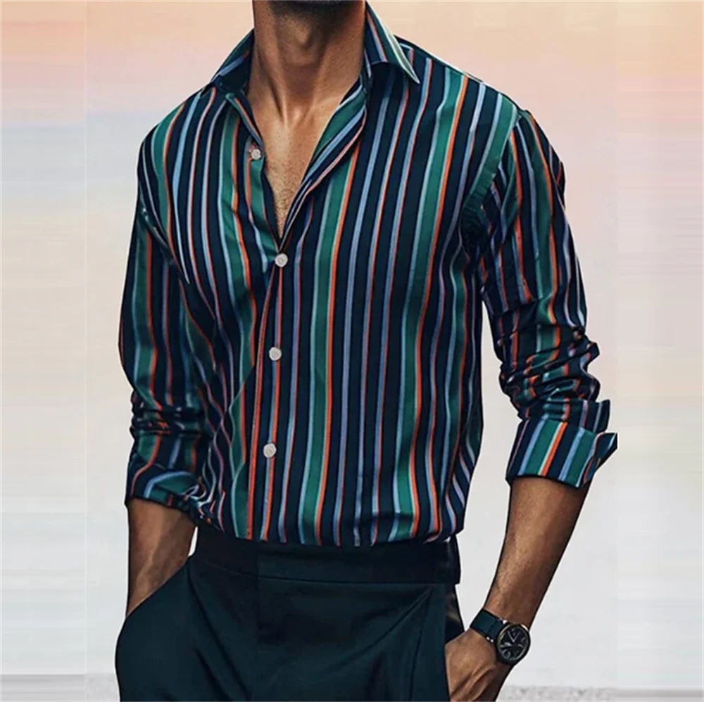 New three-dimensional fit men's fashionable shirt, daily casual fashion trend, luxurious top, plus size, loose and comfortable