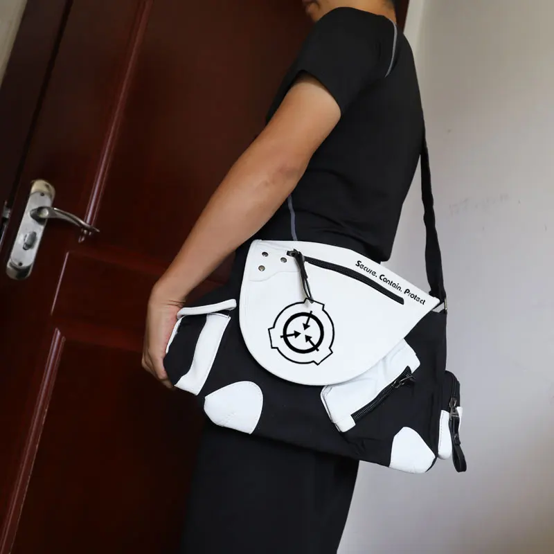 SCP-mochila escolar de Anime para hombre y mujer, bolsa de mensajero bidimensional de Anime especial para procedimientos, Cosplay