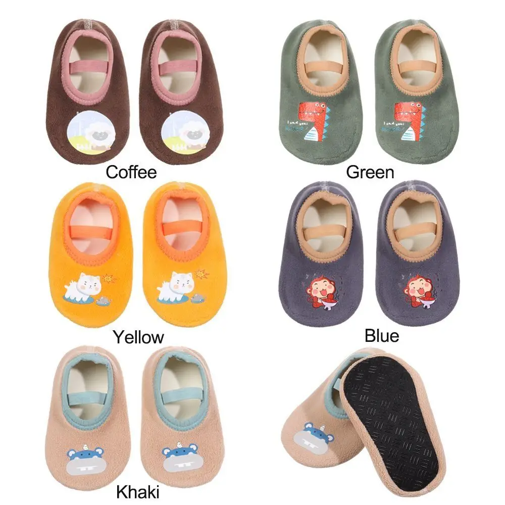 Rubber Sole Baby Sock Warm Cushion Cartoon Design Infant Soft Soled Shoes Lightweight Anti Skid Baby Walker Sneakers