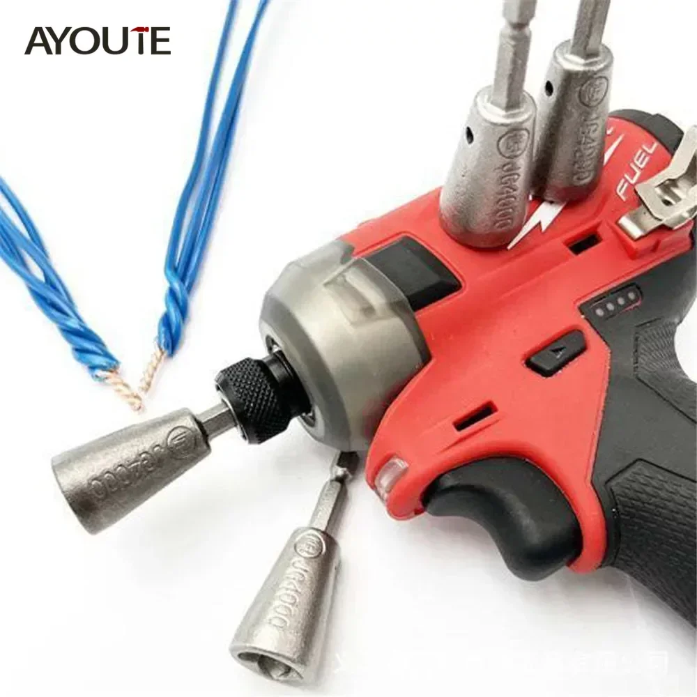 AYOUTE Wire Stripping Twisting Tool Steel Wire Twister Connector 6mm Hex Shank Electric Drill Driver Cable Peeling Twister