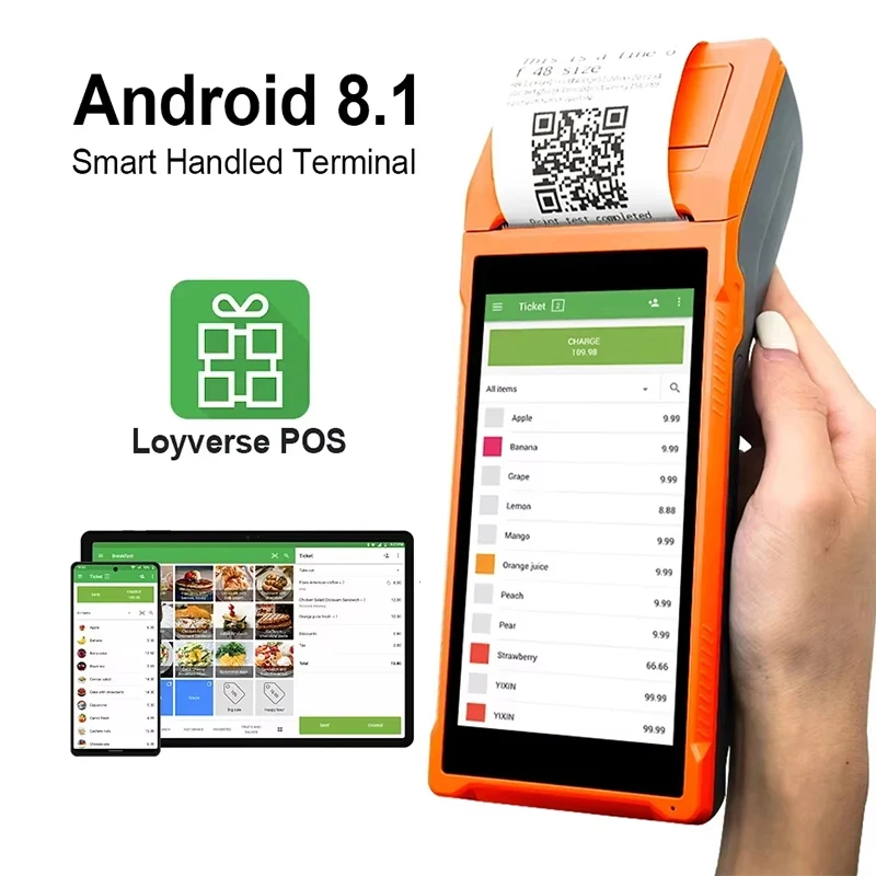 58mm Handheld Android 8.1 PDA Printer Mobile Receipt Bill Smart Thermal Printer HD Touch Screen For Management/Small Business