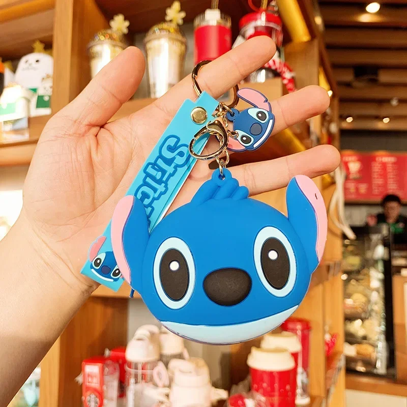 Hot Arrival Disney Cartoon Anime Cute Mickey Stitch Silica Gel Coin Purse Kawaii Mini Wallet Portable Pendant Keychain Money Bag