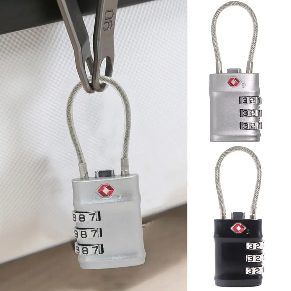 Zinc Alloy Padlock Portable Customs Code Lock Smart Combination Lock Padlock with Steel Cable TSA Customs Lock