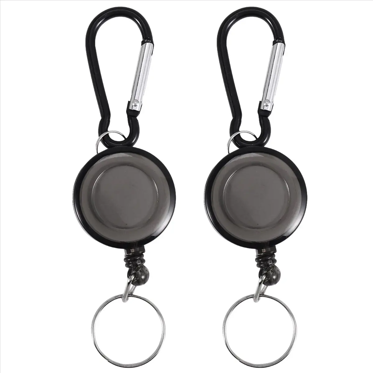 T34C 2 PCS BADGE REEL - RETRACTABLE YOYO SKI PASS ID CARD HOLDER KEY CHAIN Color:Black Amount:2Pcs