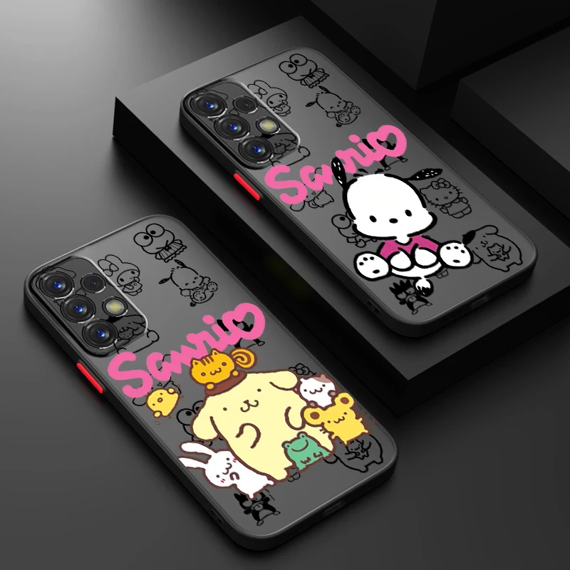 

Cartoon Sanrio Pompompurin Frosted Translucent For Samsung Note 20 A35 A03 A54 A31 A22 A34 A14 A24 A04 A55 5G Funda Phone Case