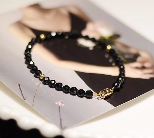 Lii Ji Handmade Black Tourmaline Gem Stone Energy Bracelet for Women Spiritual Healing Jewelry Mind Body Soul