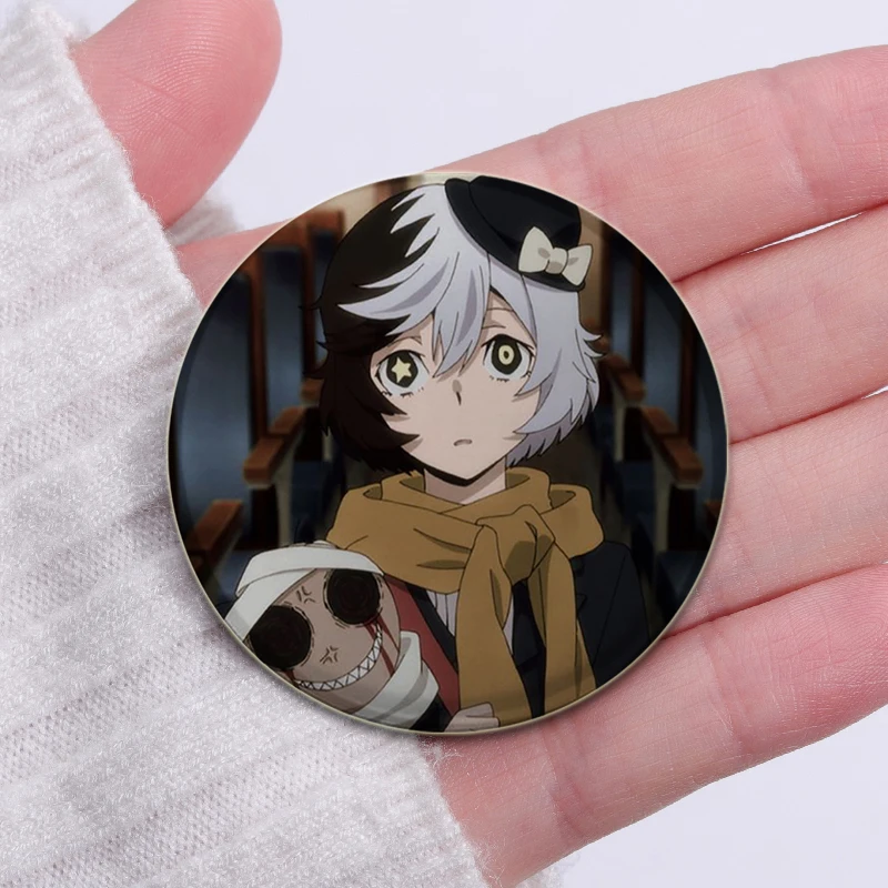 32/58mm Handmade Lapel Pins Anime Bungo Stray Dogs Brooches Manga Figure Cosplay Badge DIY Backpack Hat Clothes Accessory Gifts