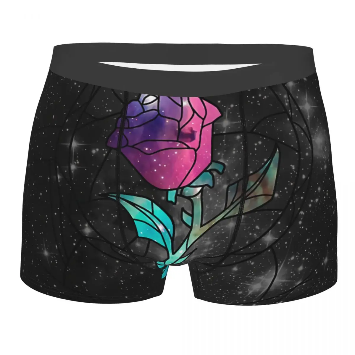 Stained Glass Rose Galaxy Man's Boxer Briefs Underwear Highly Breathable Top Quality Gift Idea