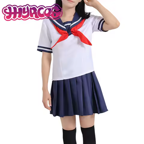 Anime Yandere Simulator Ayano Aishi Cosplay Costume For Women Men Halloween Party Girl's Navy Blue Sailor Skirt Party Gifts Suit