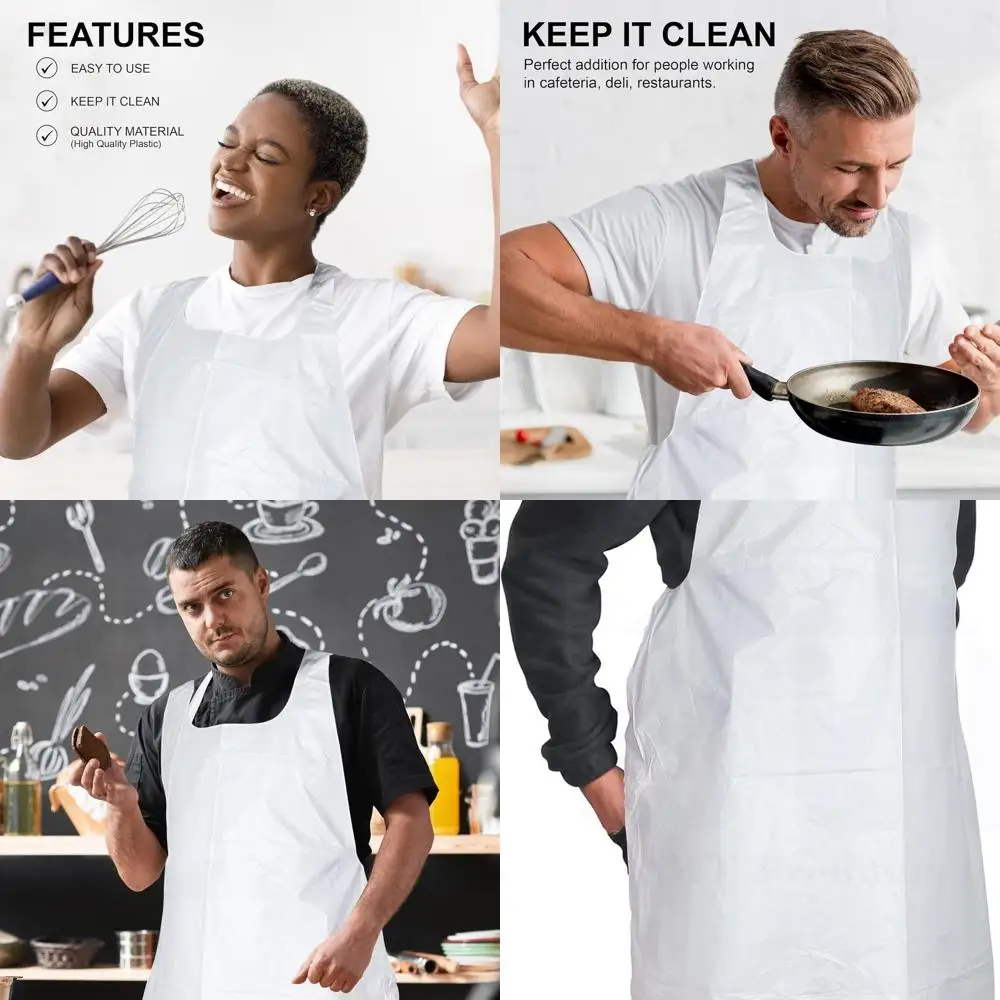

Disposable White Plastic Kitchen Apron, 46 x 28 - MT Products