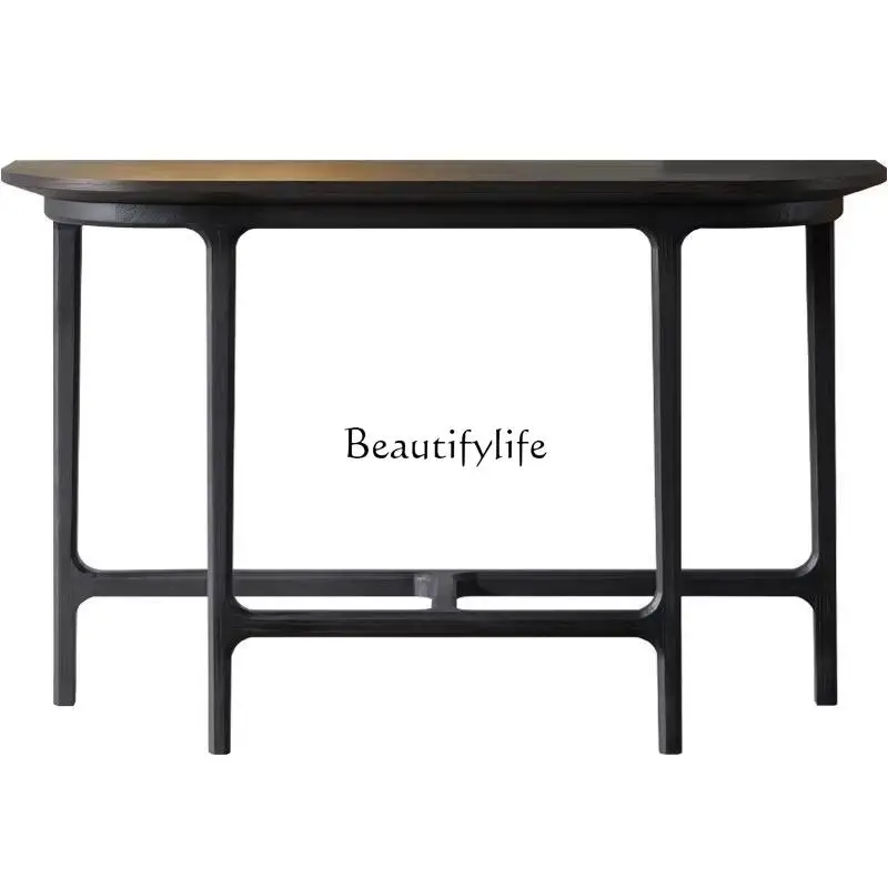 

Italian minimalist solid wood porch table semi-round new Chinese style wall table