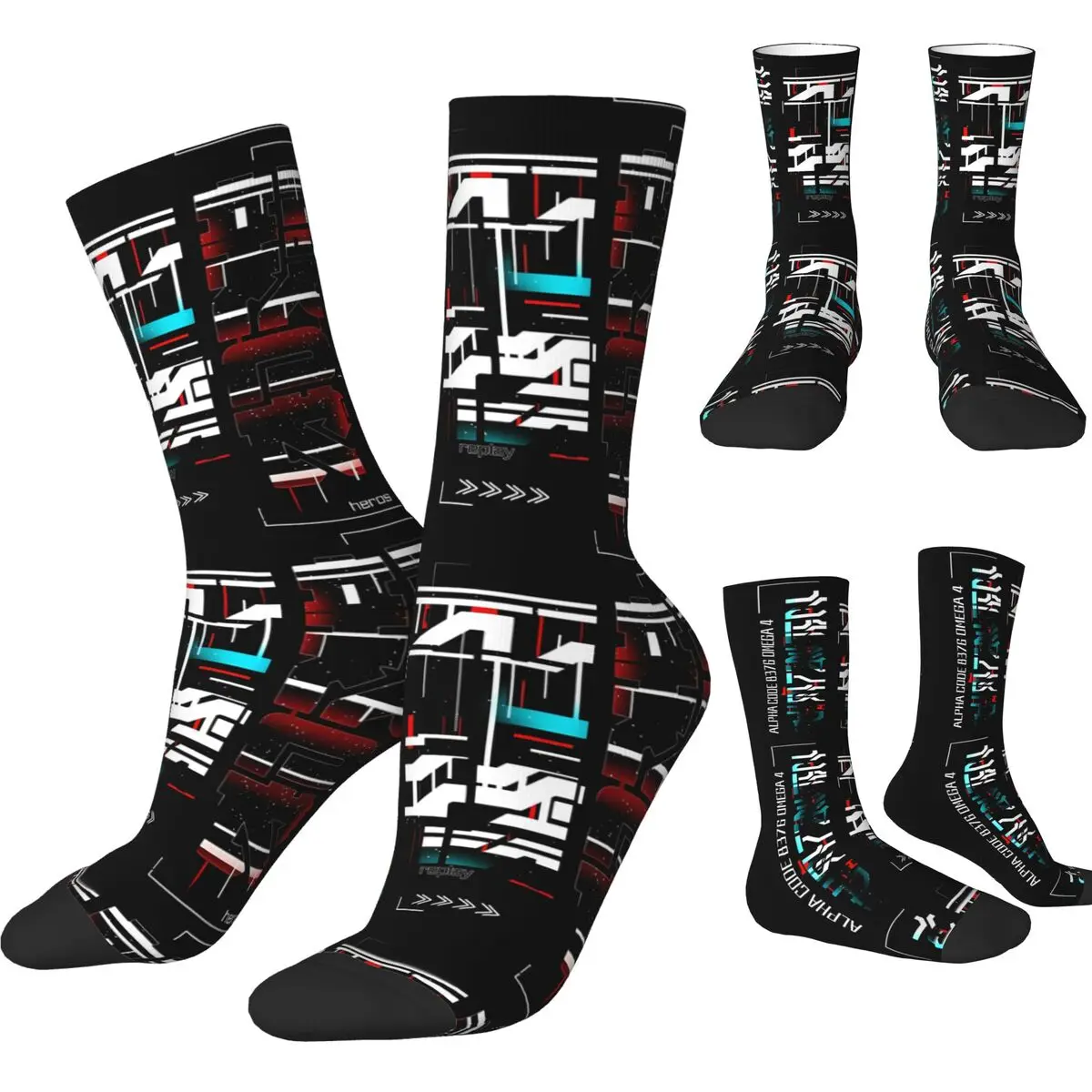 Men Socks Tech Wear Stockings Winter Casual Soft Socks Pattern Outdoor Sports Non Skid Socks