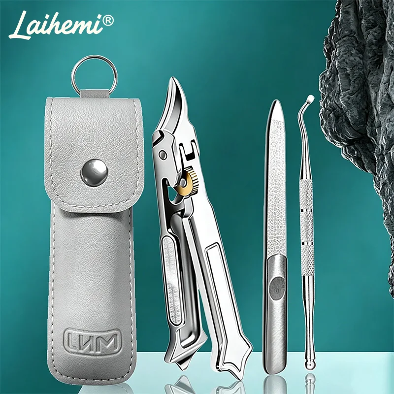 Laihemi 4Pcs Ingrown Toenail Tool Set Gear Unlocking Nail Clipper Ergonomic Design for Ingrown Thick Nails Manicure Pedicure Kit