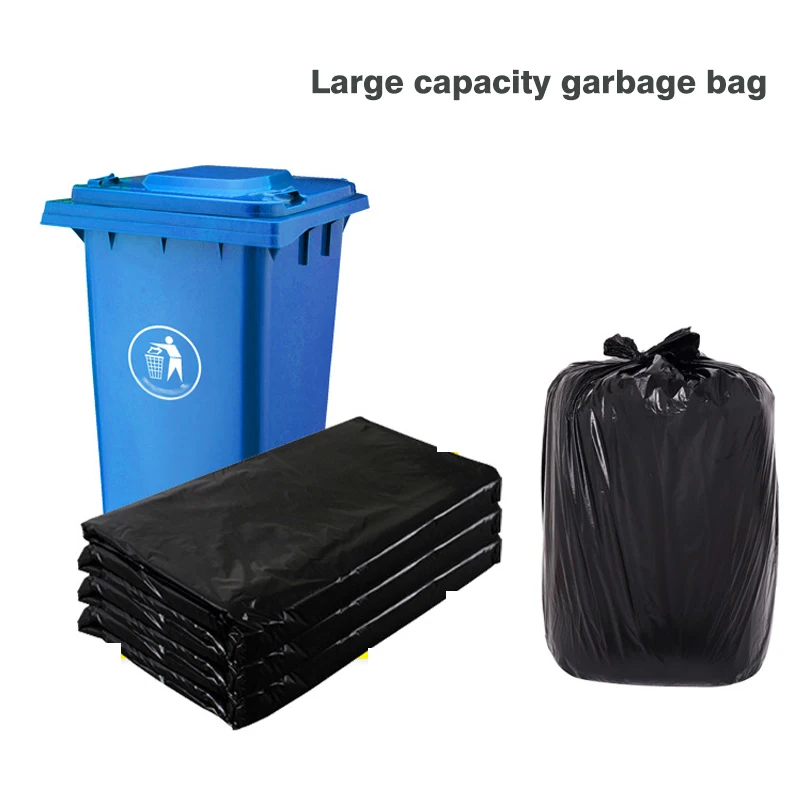 30Pc/60Pc 55-60 Gallon Packaging Bag Heavy-Duty Black Outdoor Disposable Plastic Garbage Bag, Large Capacity and Thickness, Leak-Proof and Durable, Suitable for Outdoor Industrial Supermarkets, Restaurants, Schools, Residential Areas, Etc