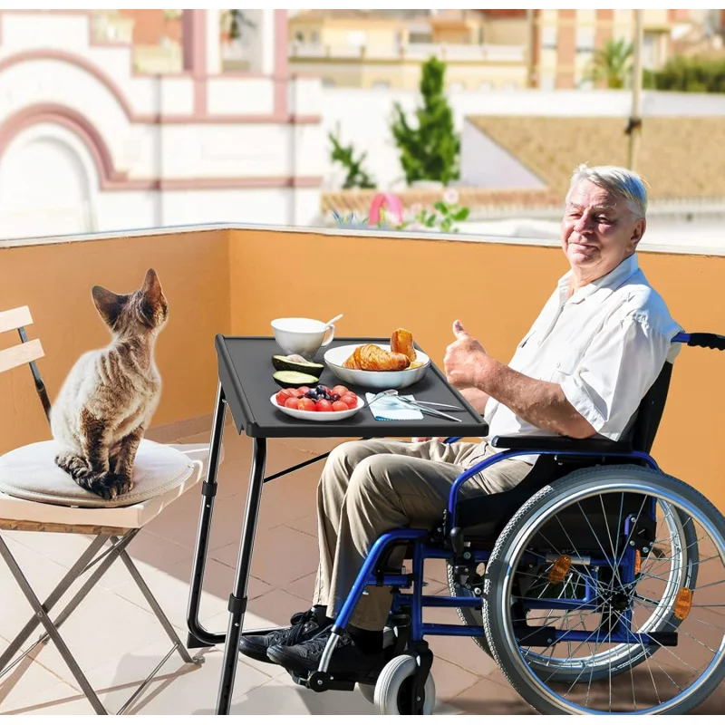 Adjustable TV Tray Table - TV Dinner Tray on Bed & Sofa, Comfortable Folding Table with 6 Height & 3 Tilt Angle Adjustments