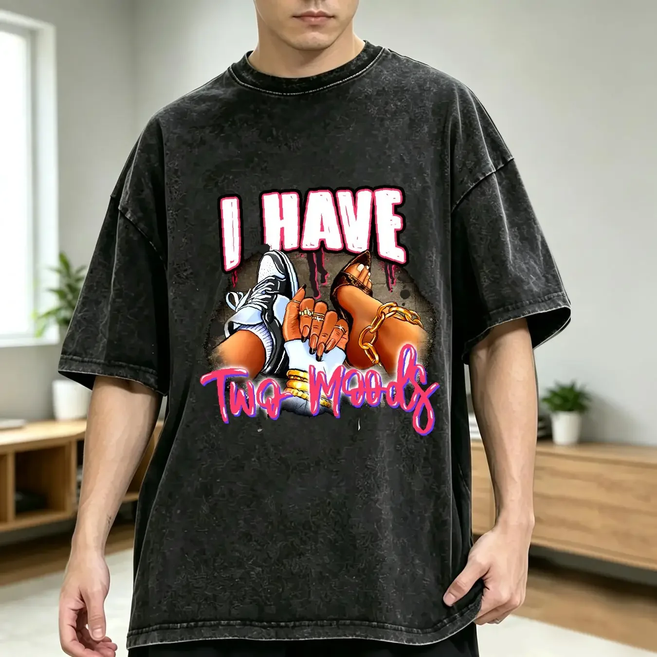 washed T Shirt I Have Two Moods SweaT Moody Feminist Sweater Motivation Strong Girl For Her Mental Inspirational vintage