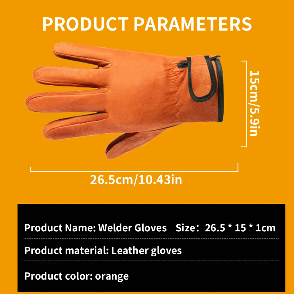 Work Gloves Leather Workers Work Welding Safety Protection Welding Gloves Wear Resistance Heat Insulation Work Welding Gloves